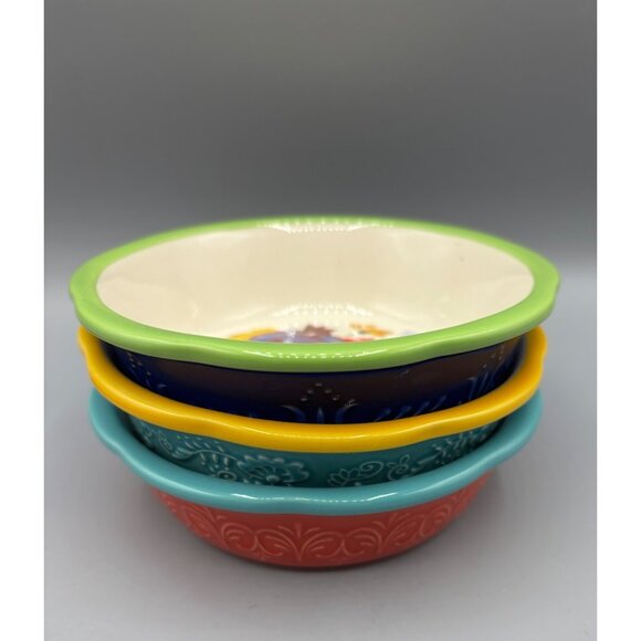 Pioneer Woman Set Of 3 Mini Pie Plates Ceramic Bowls - Picture 5 of 5